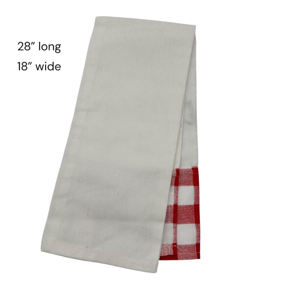 Bear Applique Kitchen Towel Red White Plaid Trim Embroidered T Initial 28x18 - Picture 3 of 7